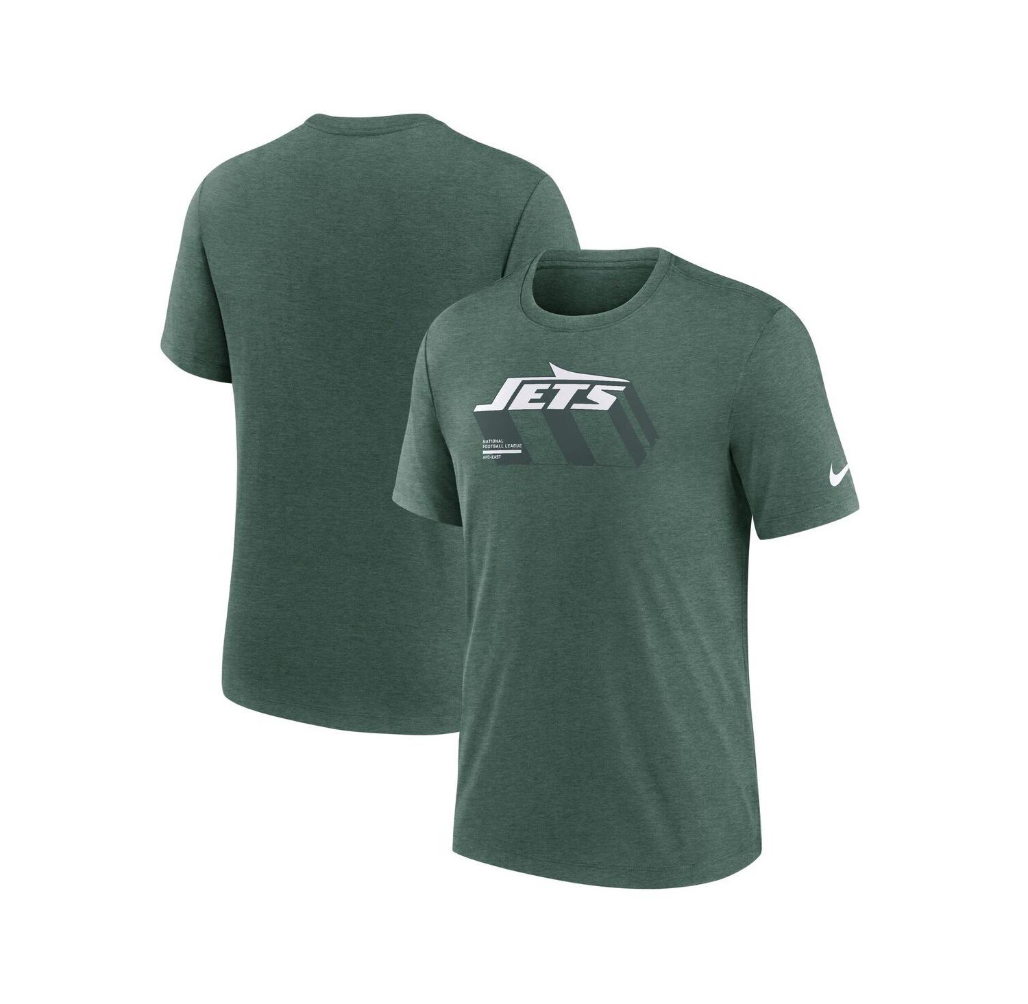Men's Heather Green New York Jets Long Pass Tri-Blend T-Shirt