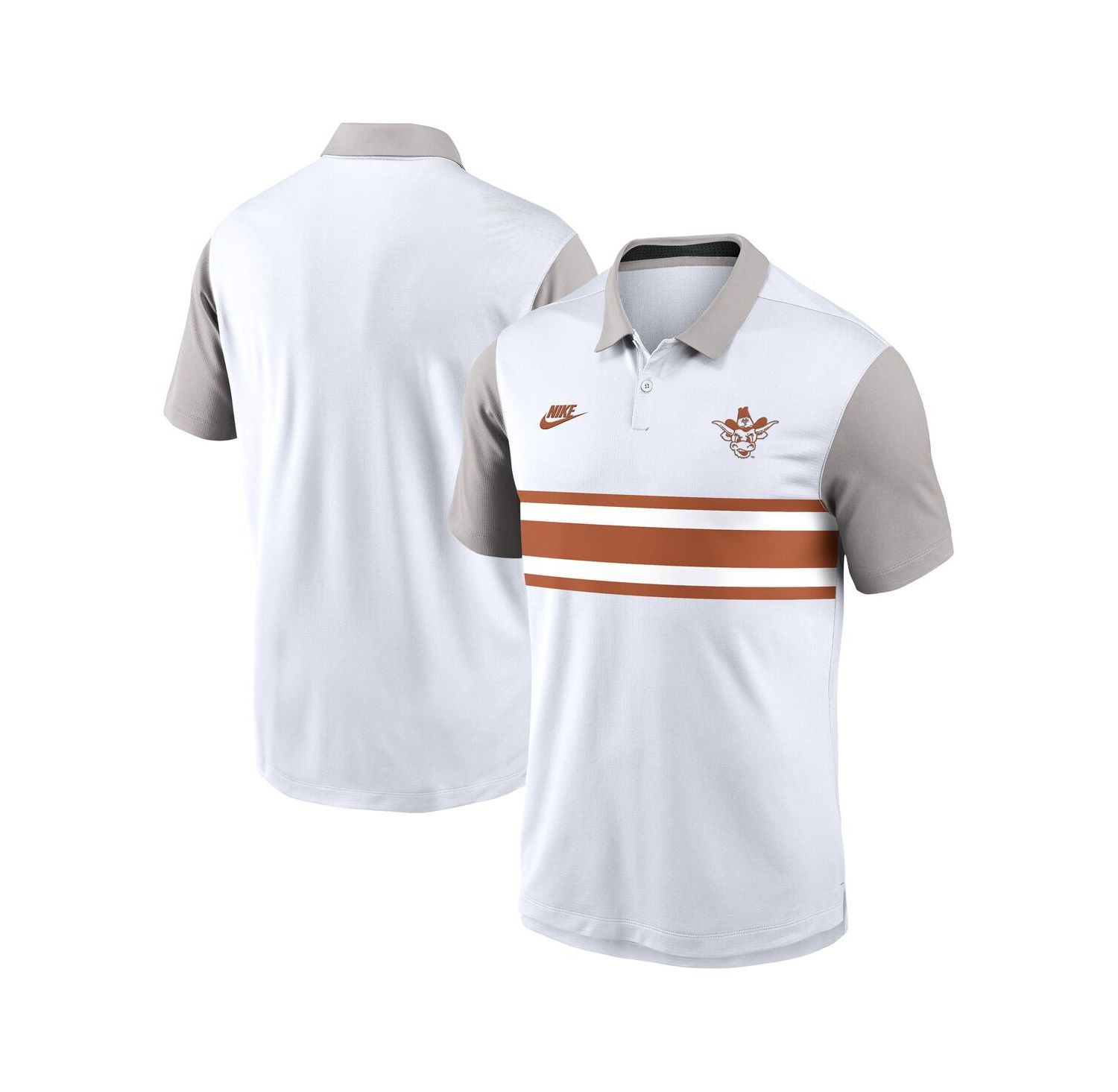 Men's White/Gray Texas Longhorns Athletic Prep Legacy Logo Vapor Performance Polo Shirt