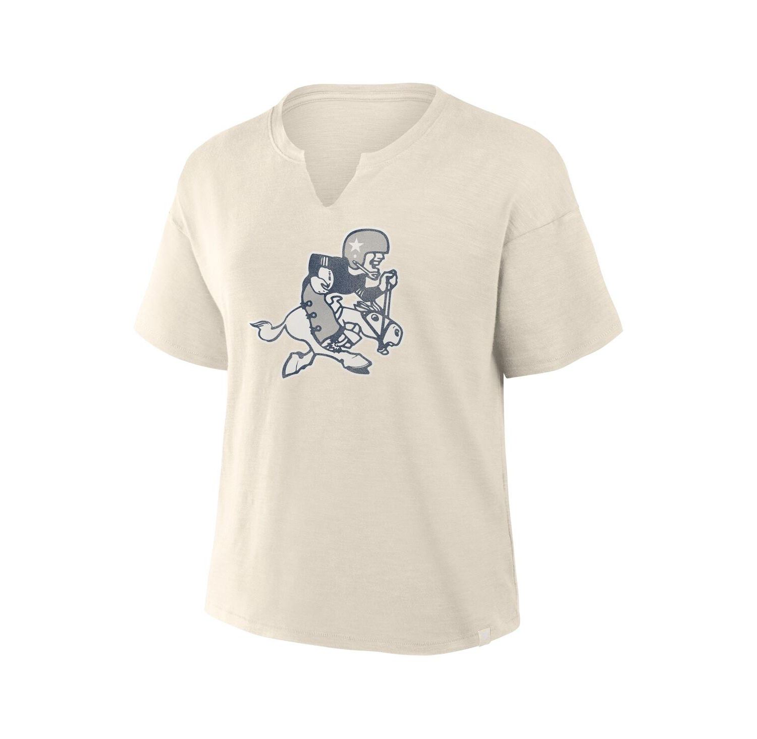 Women's Cream Dallas Cowboys Trick Play Slub Boxy T-Shirt