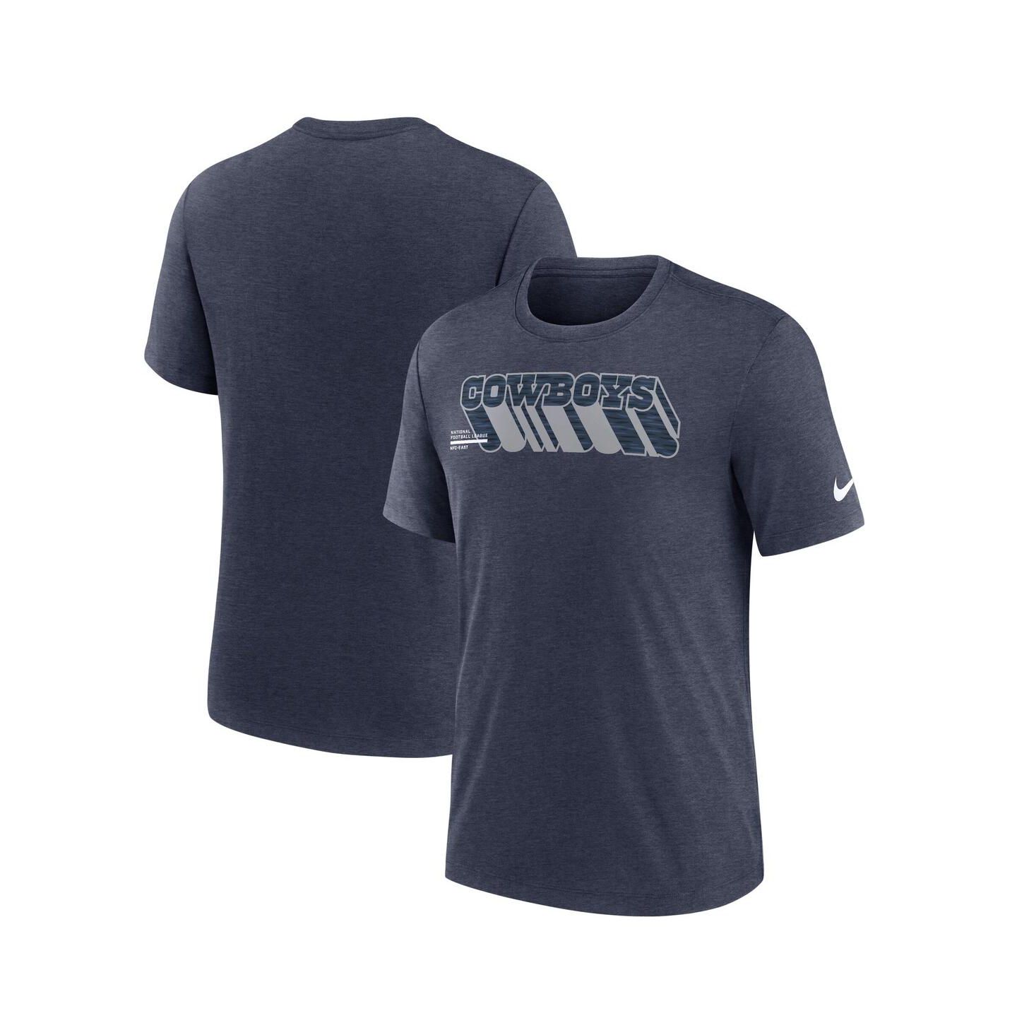 Мужская футболка Nike Heather Navy Dallas Cowboys Long Pass Tri-Blend — фото 1