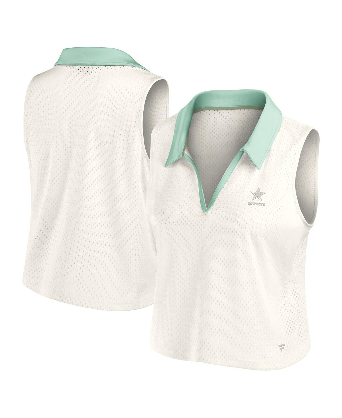 Fanatics Women's Cream Dallas Cowboys Studio Wellness V-Neck Tank Top - Cream