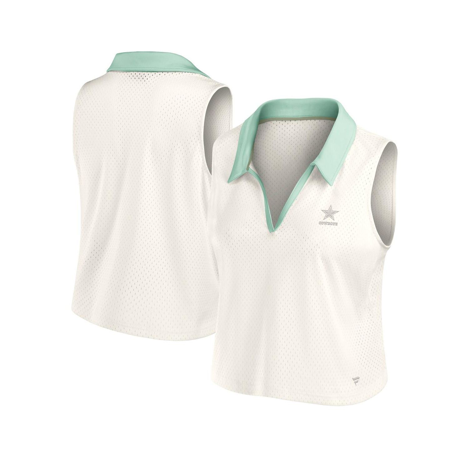 Women's Cream Dallas Cowboys Studio Wellness V-Neck Tank Top