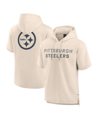Fanatics - Men's Cream Pittsburgh Steelers Elements Future Ground Lettering Short Sleeve Pullover Hoodie