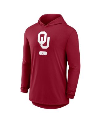 Men's Crimson Oklahoma Sooners Primetime Tri-Blend Performance Long Sleeve Hoodie T-Shirt