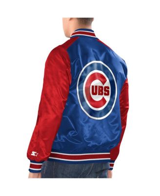 Men's Royal/Red Chicago Cubs Varsity Satin Full-Snap Jacket