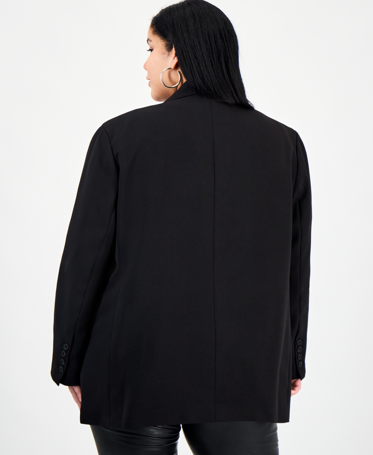 Bar Iii Trendy Plus Size Boyfriend Blazer, Macy's Exclusive In Black