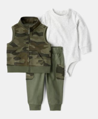 Carter's - Baby Boys Camo-Print Vest, Bodysuit & Pants, 3 Piece Set