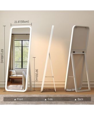 Full-length mirror with wooden frame for floor standing or wall mounting