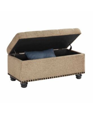 35.5" Faux Linen 7th Avenue Storage Ottoman