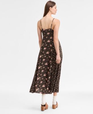 Print Mix Button Through Midi Dress