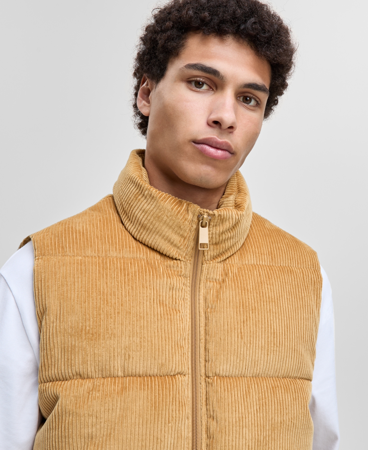 Mode Of One Men's Relaxed-fit Corduroy Puffer Vest, Macy's Exclusive In Orange