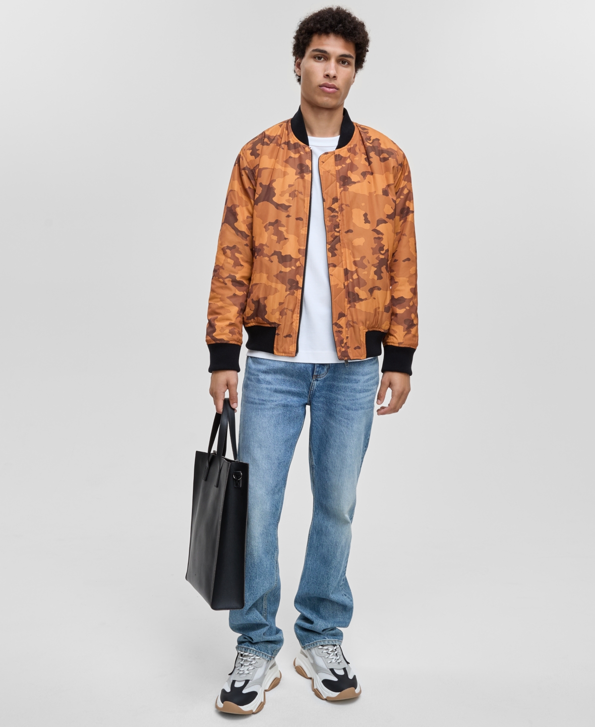 Mode Of One Men's Relaxed-fit Reversible Bomber Jacket, Macy's Exclusive In Black