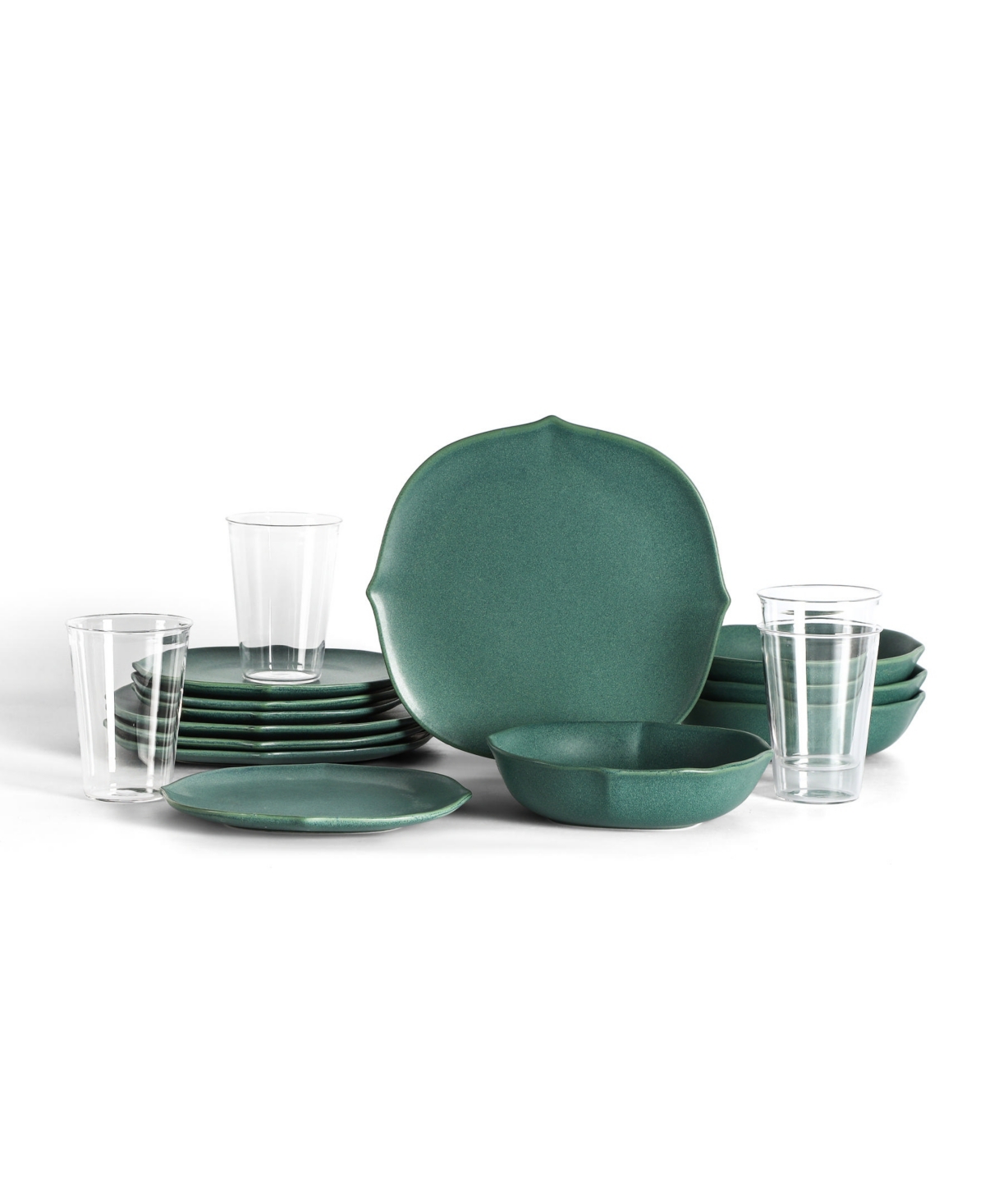 Baskerville 16 Pc. Dinnerware & Glassware Set, Service for 4 - Light Blue