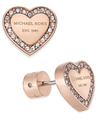 michael kors heart earrings rose gold