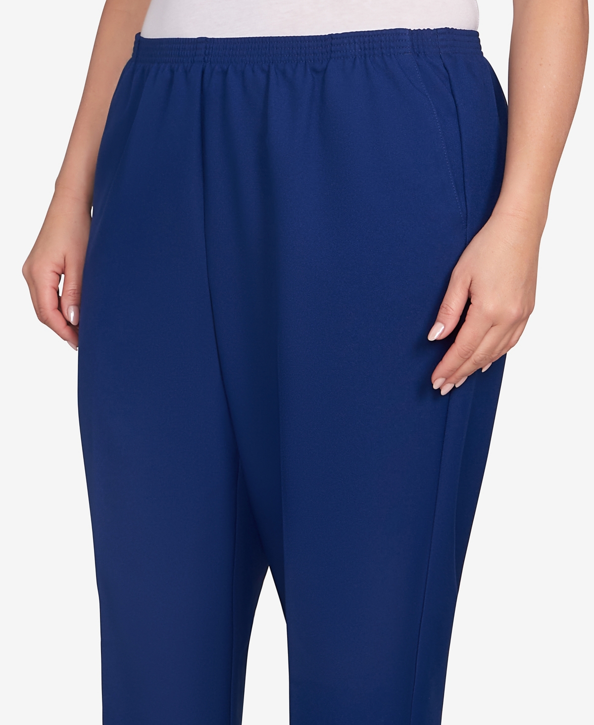 Alfred Dunner Plus Size Classic Poly Accord Medium Length Pants In Blue