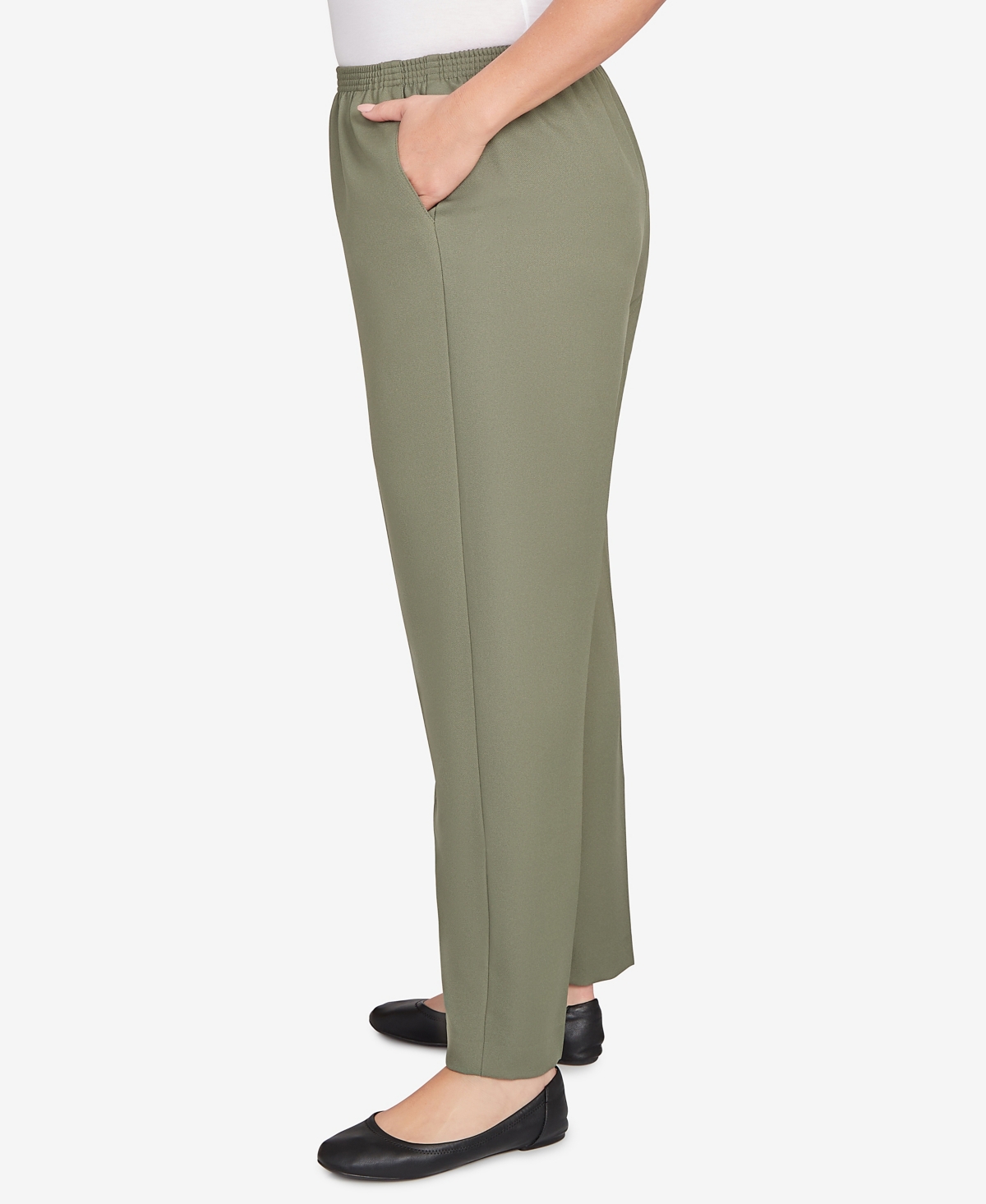Alfred Dunner Plus Size Classic Poly Accord Medium Length Pants In Green