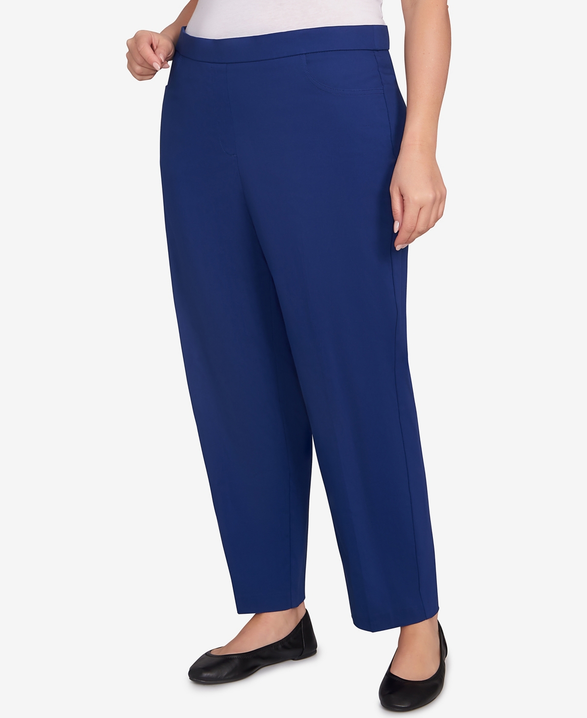 Alfred Dunner Plus Size Classic Allure Fitted Stretch Medium Length Pants In Blue