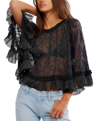 Free People - Women's Carly Mixed Materials Cape Top