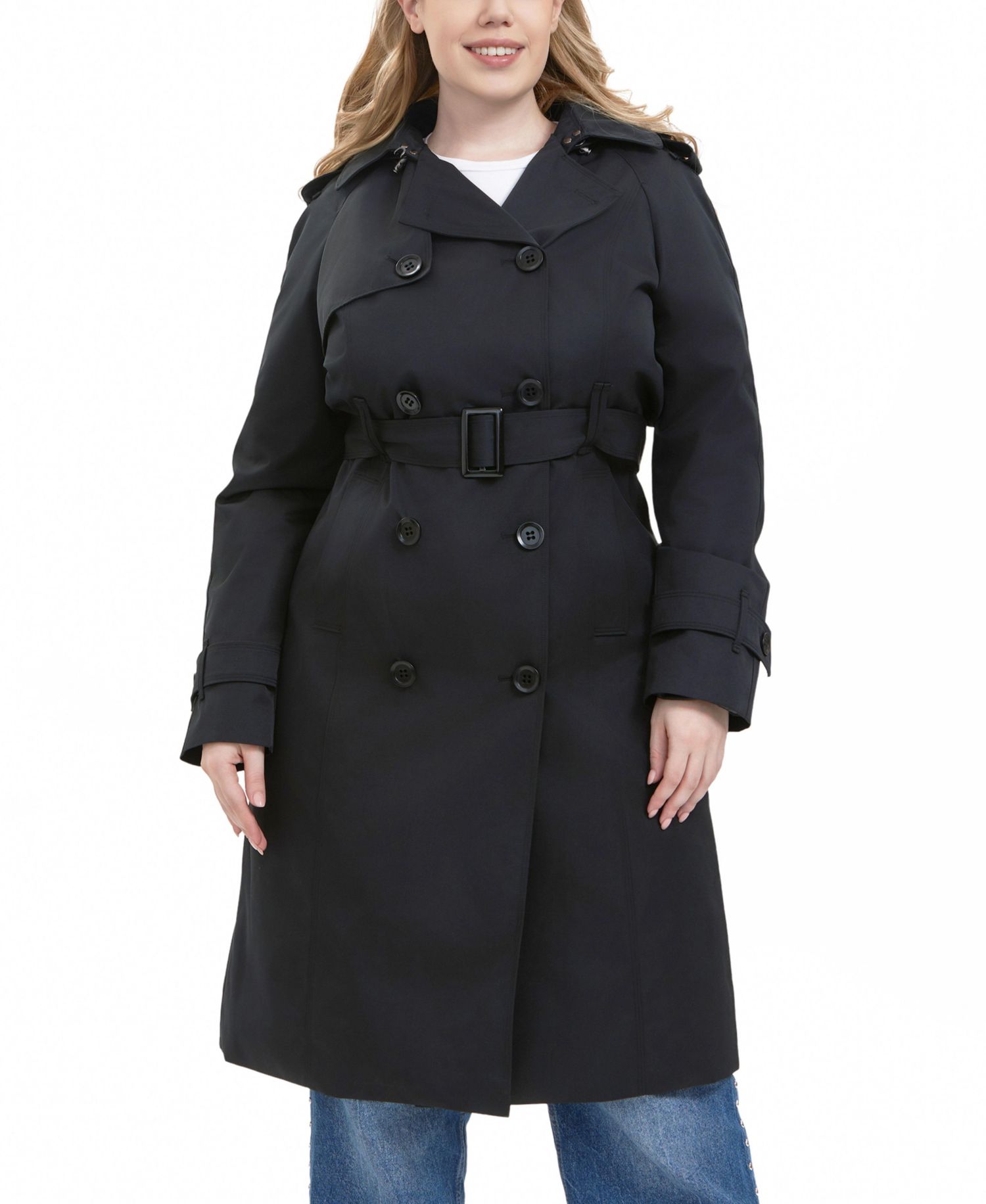 Plus Size Eliana Water Resistant Hooded Trench Coat