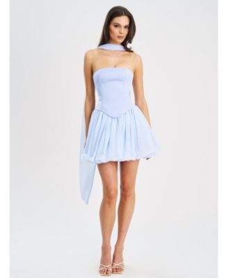 Women's Valentina Baby Blue Boned Curve Edge Peplum Mini Dress