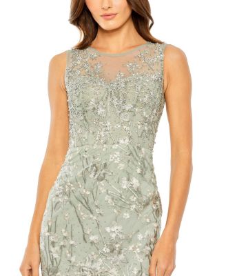 Women's Sleeveless Embroidered Detail Mermaid Dress