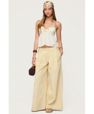 Womens Textured Iridescent Babydoll Halter Top