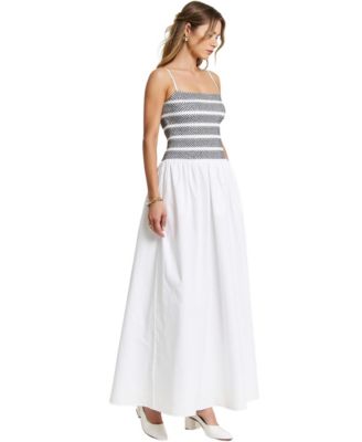 Women's Smocked Bodice A-Line Maxi Dress