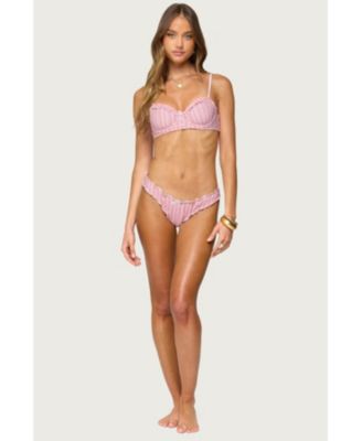 Women's Pip Striped Ruffle Cupped Bikini Top