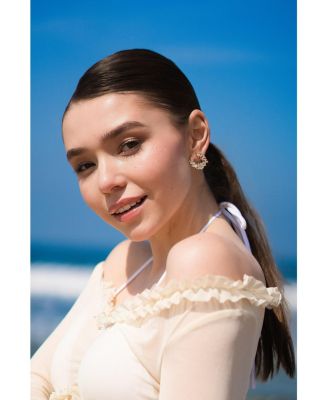 Crescent Baguette Cubic Zirconia Stud Earrings