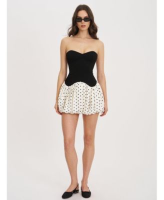 Women's Dahliana Polka Dot Bubble Hem Corset Mini Dress