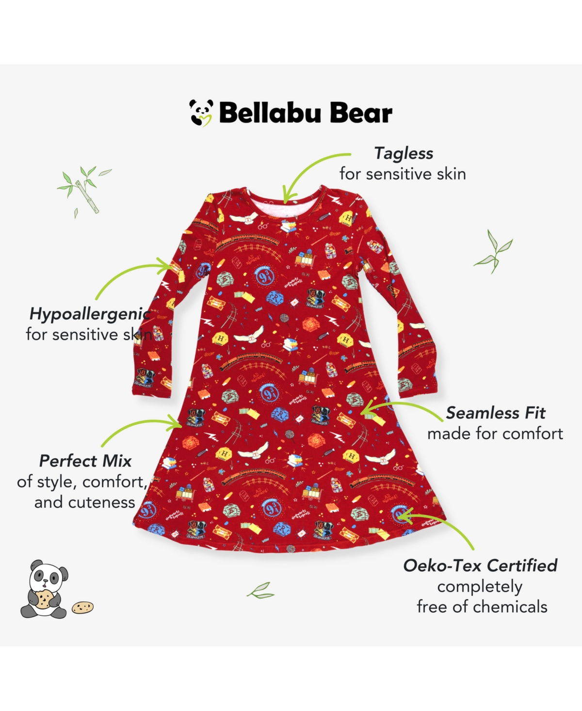 Bellabu Bear Toddler Girls Hogwarts Express Long Sleeve Dress - Hogwarts express