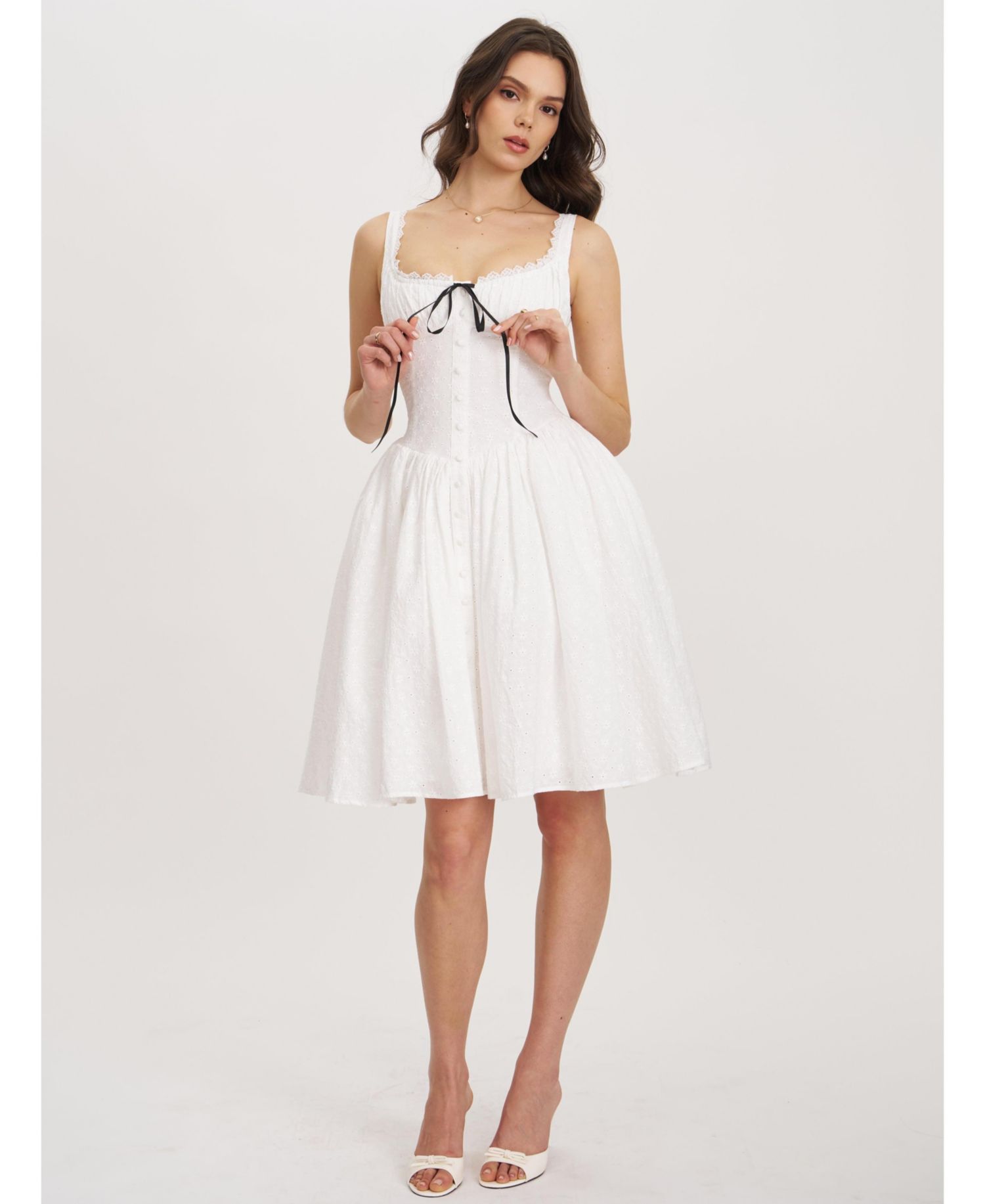 Women's Madison Cotton Eyelet Square Neck Dress