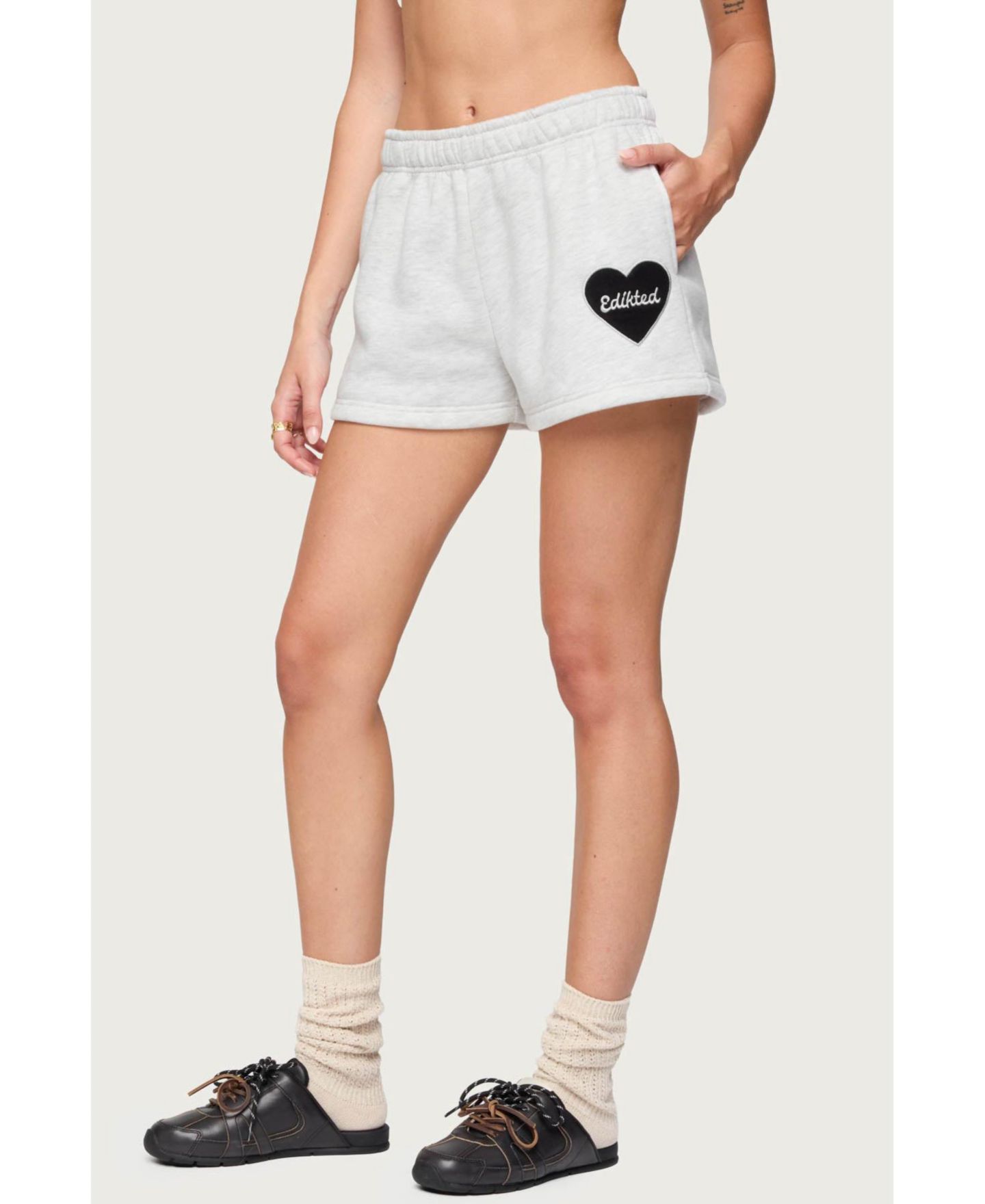 Женские шорты Big Love Edikted Sweat Shorts, цвет: Серый меланжевый — фото 4