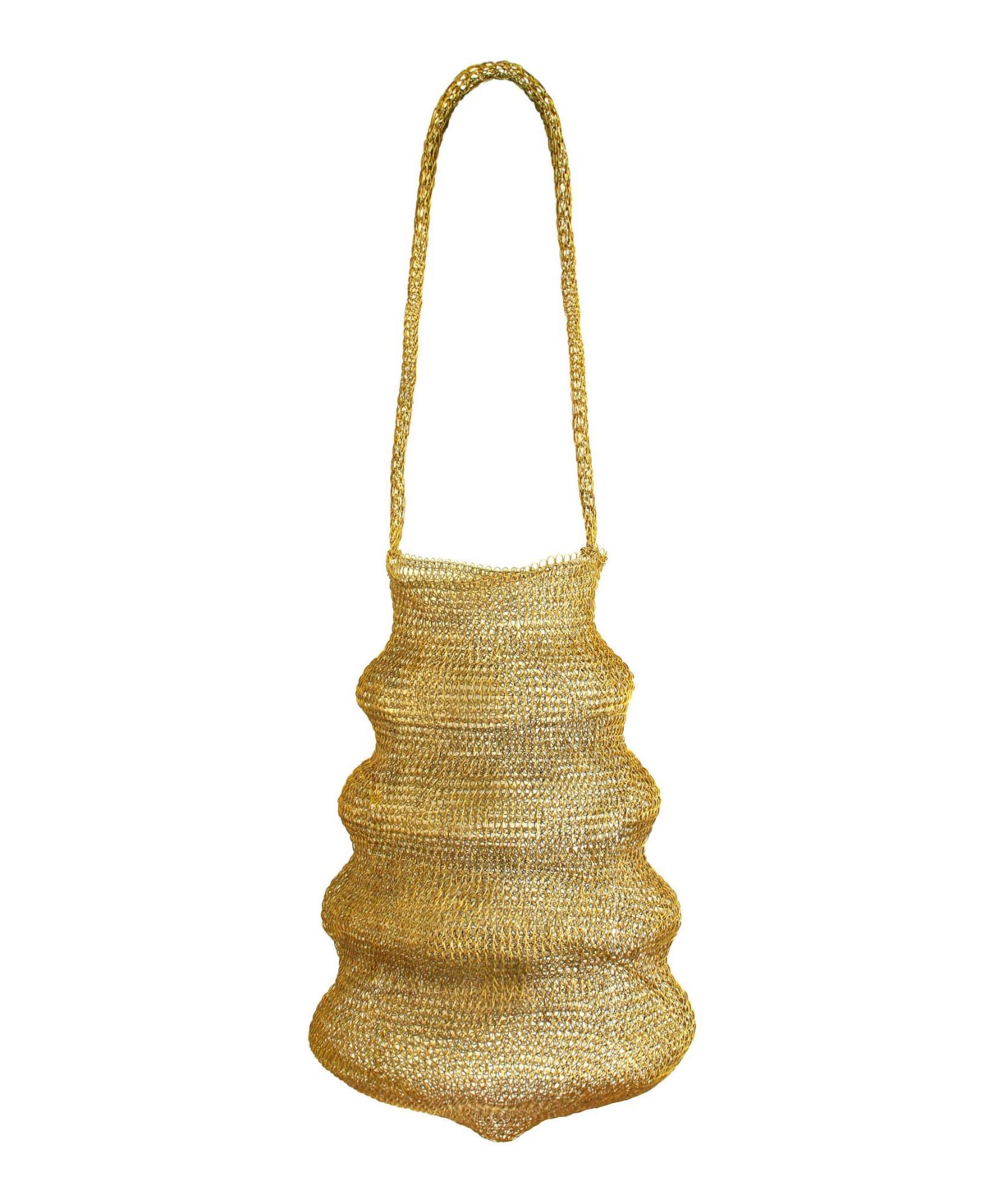 Shell Handwoven Wire Bag In Dark Gold - Gold