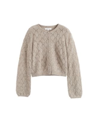 Women's Wool Blend Fluffy Diamond Cardigan