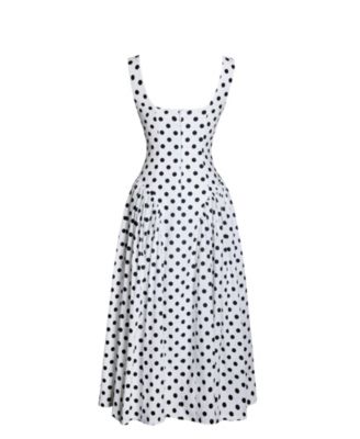 Women's Rahma Polka Dot Drop Waist Midi Cotton Poplin Dress