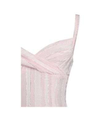 Women's Mallory Baby Pink Stripe Jacquard High Slit Gown