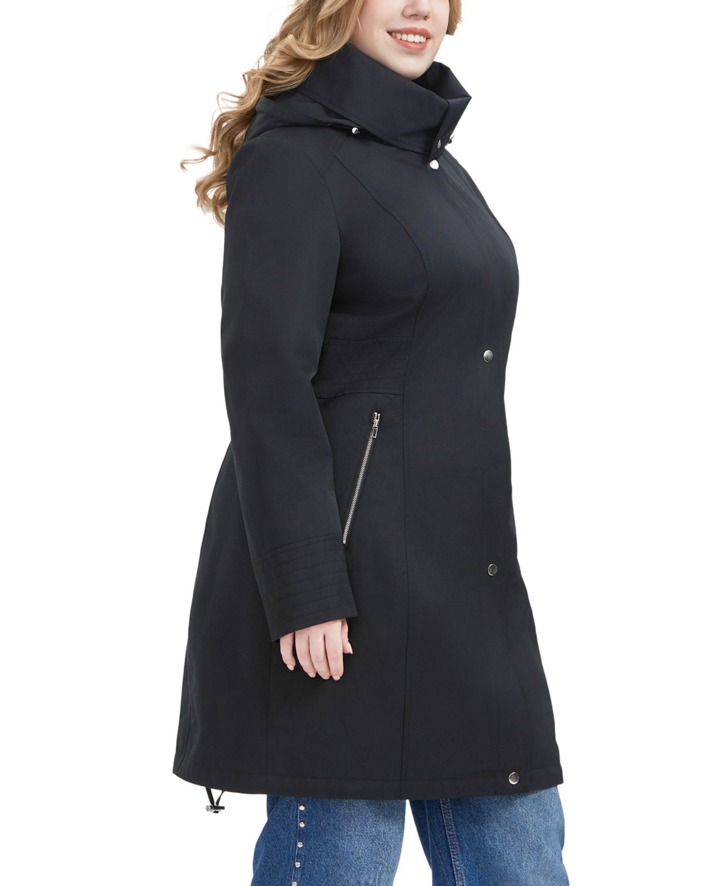 Женское пальто BGSD Plus Size Camila Water Resistant Hooded Anorak, цвет: Чёрный — фото 3
