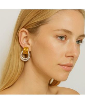 Luna Link Mixed Metal Two-Tone Earrings