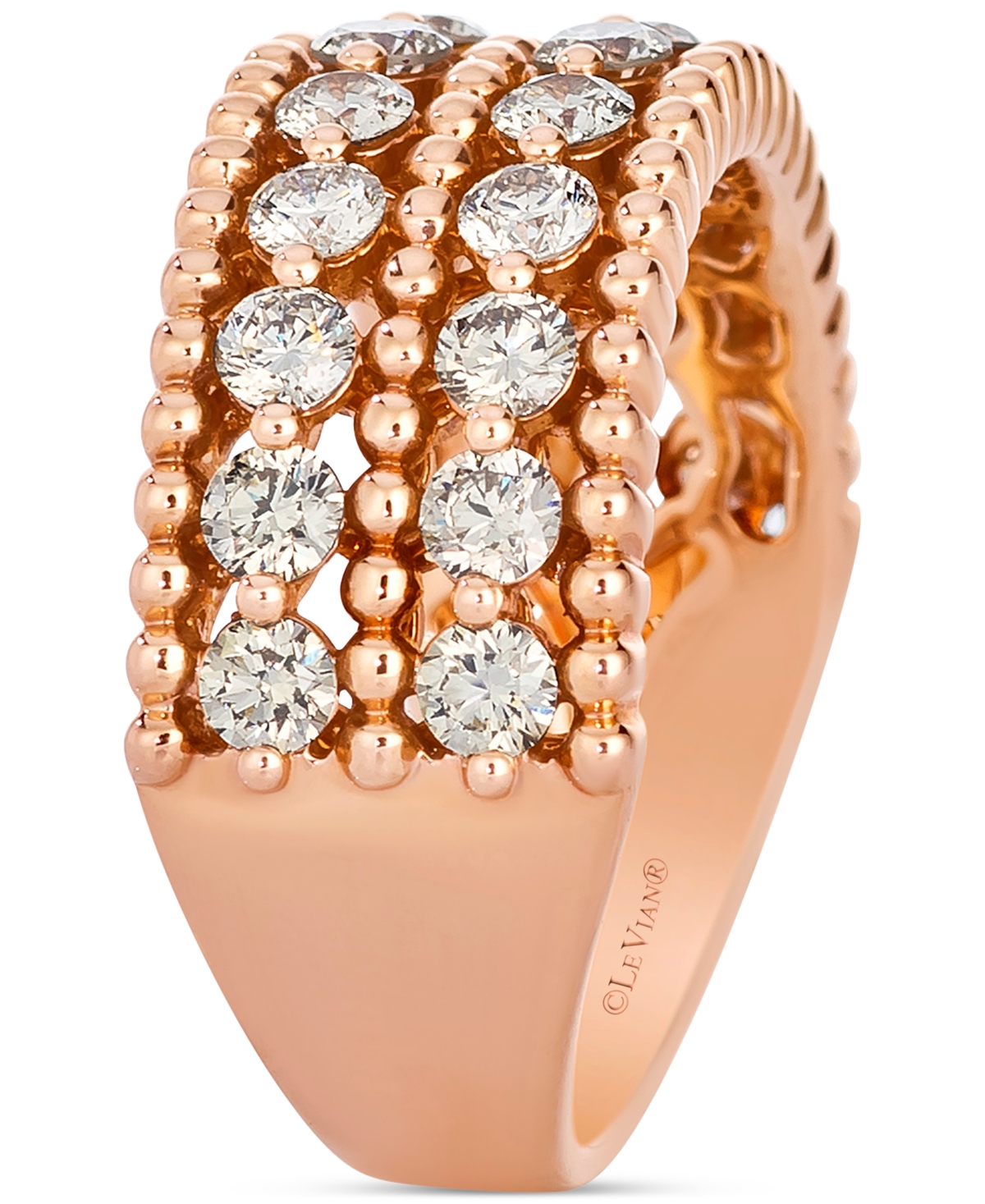 Le Vian Nude Diamond Double Row Beaded Ring (1-1/3 Ct. T.w.) In 14k Rose Gold In Gold