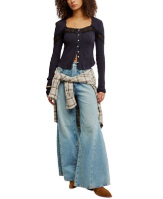 Women's Lets Party Square-Neck Button-Front Top