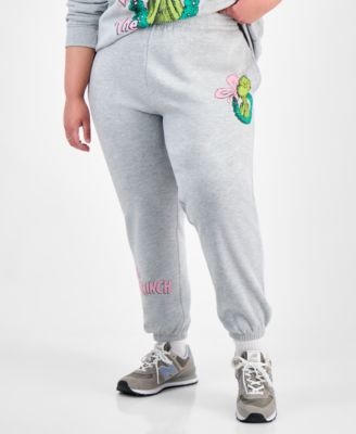 Love Tribe - Trendy Plus Size Grinch Wreath Graphic Sweatpants