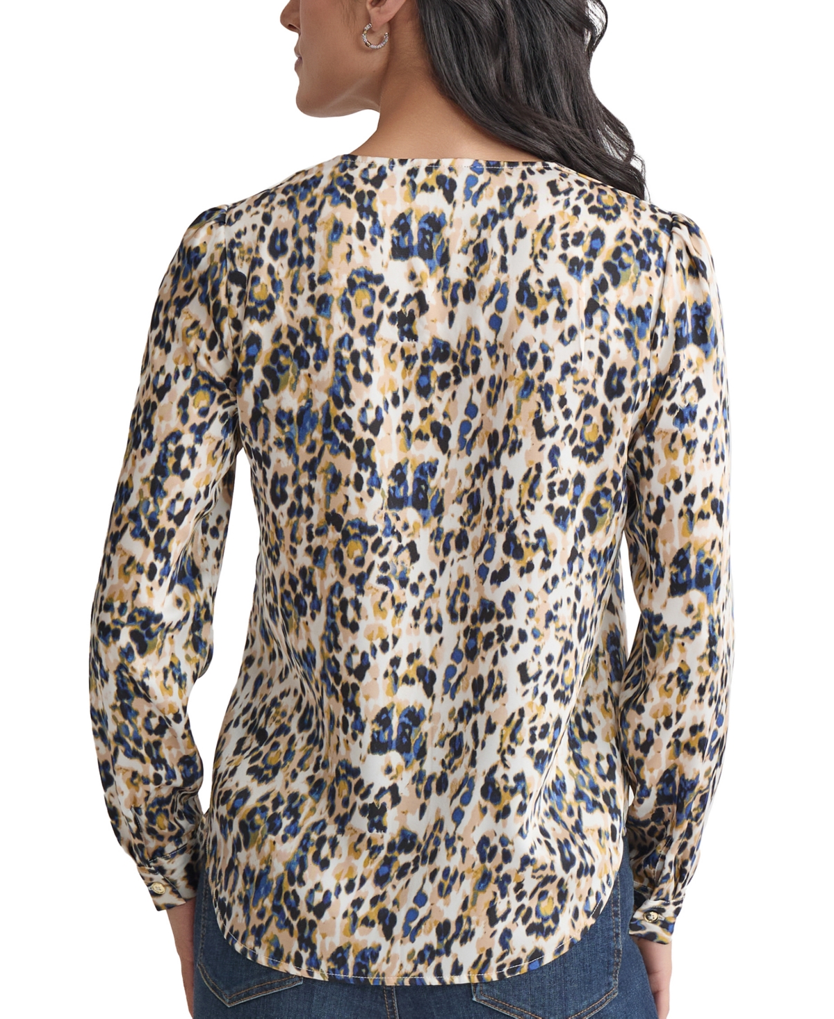 Jones New York Petite Printed Utility Blouse In Multi