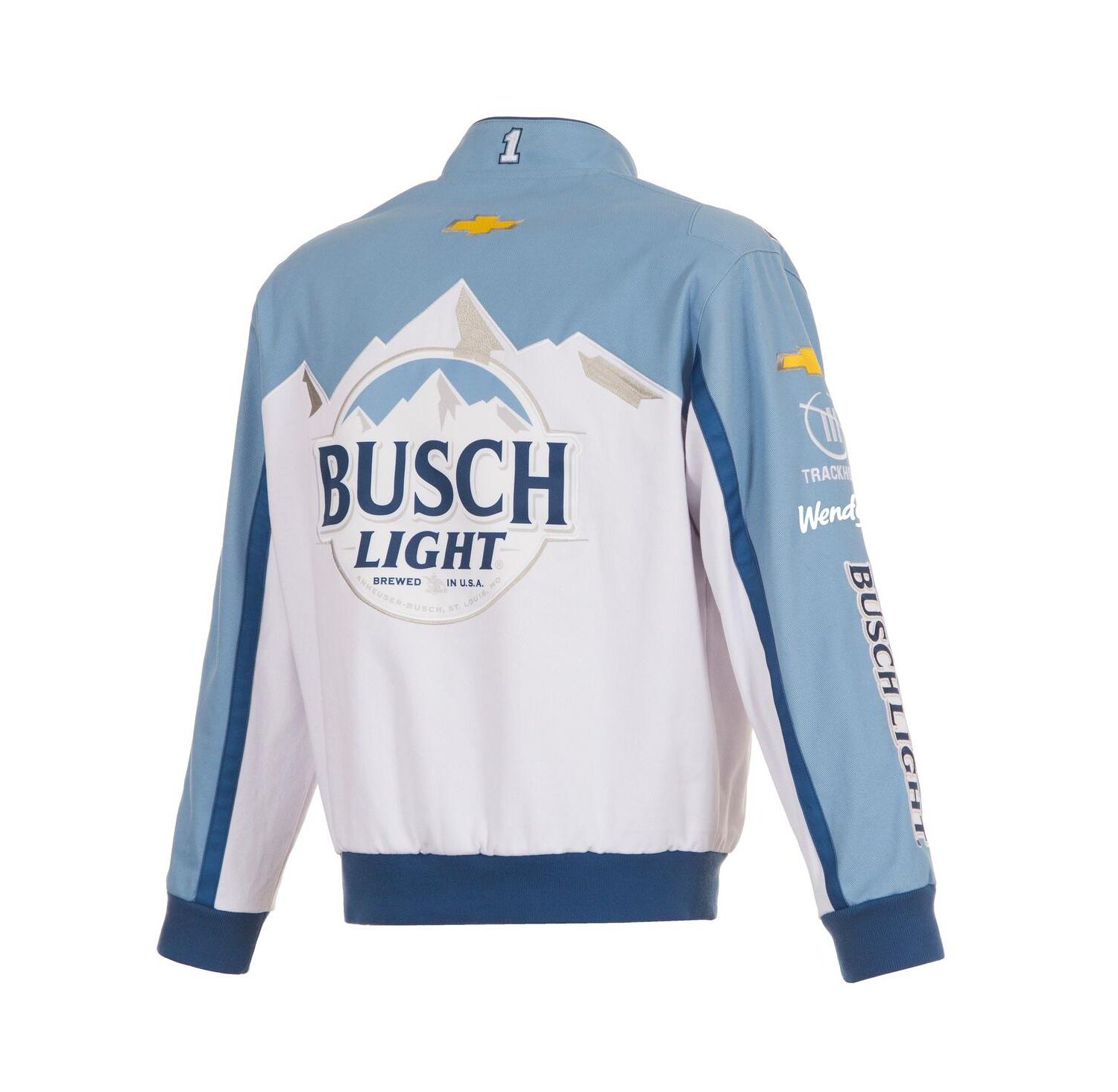 Men's White/Light Blue Ross Chastain Busch Light Full-Snap Twill Uniform Jacket