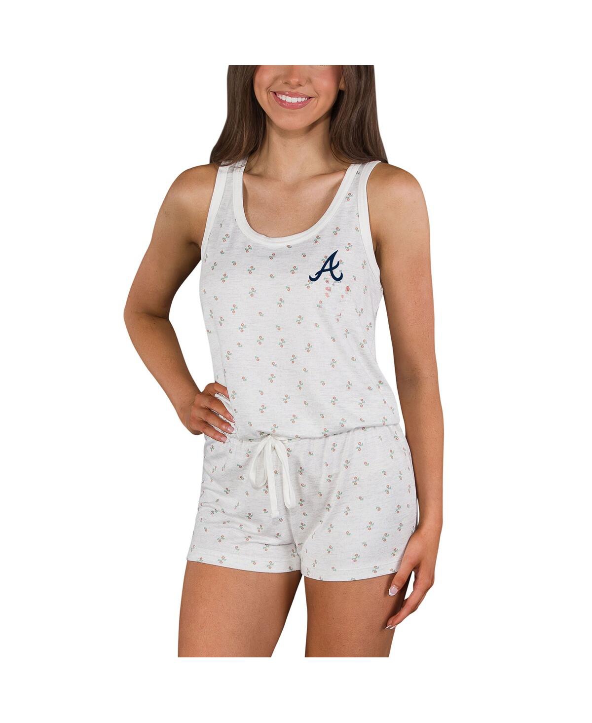 Concepts Sport Women's Cream Atlanta Braves Gardner Hacci Knit Romper In White
