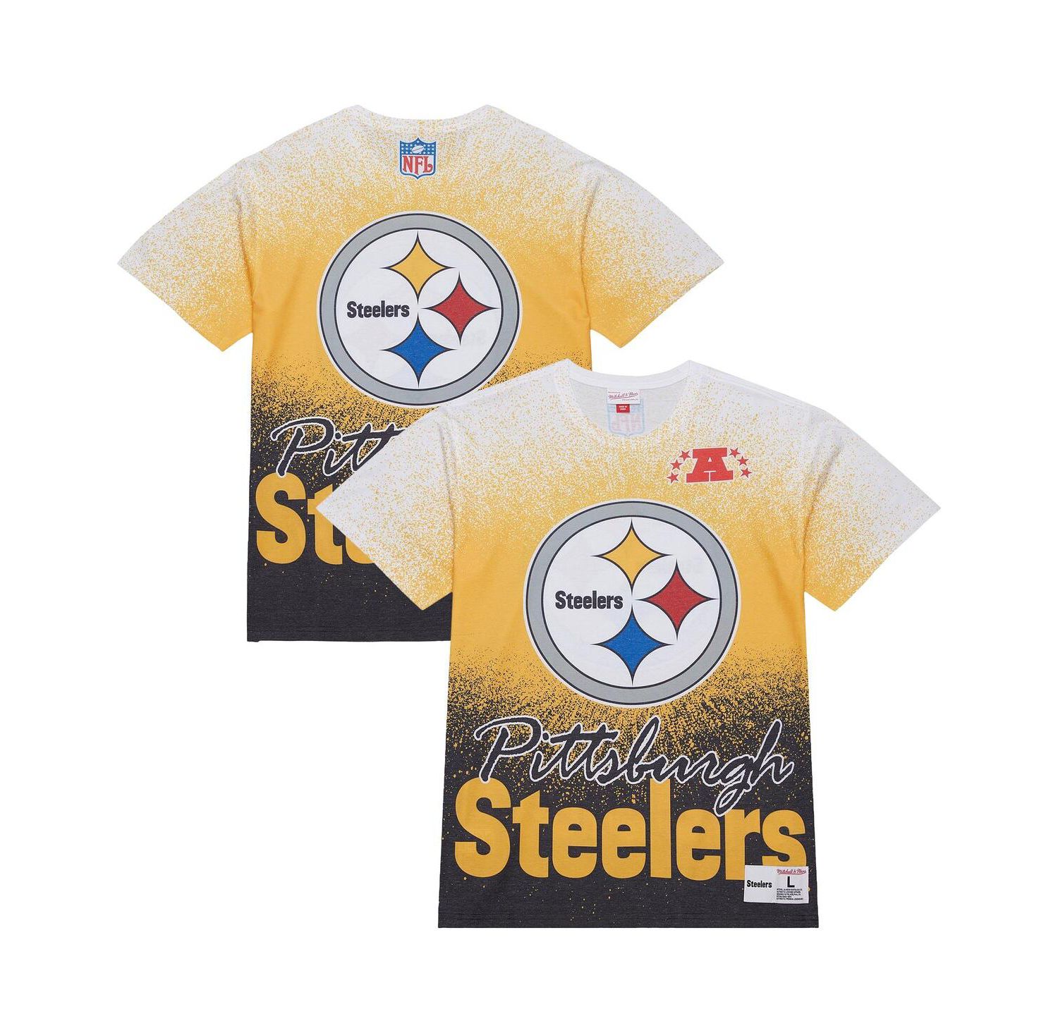 Men's White Pittsburgh Steelers Team Burst Vintage Logo T-Shirt