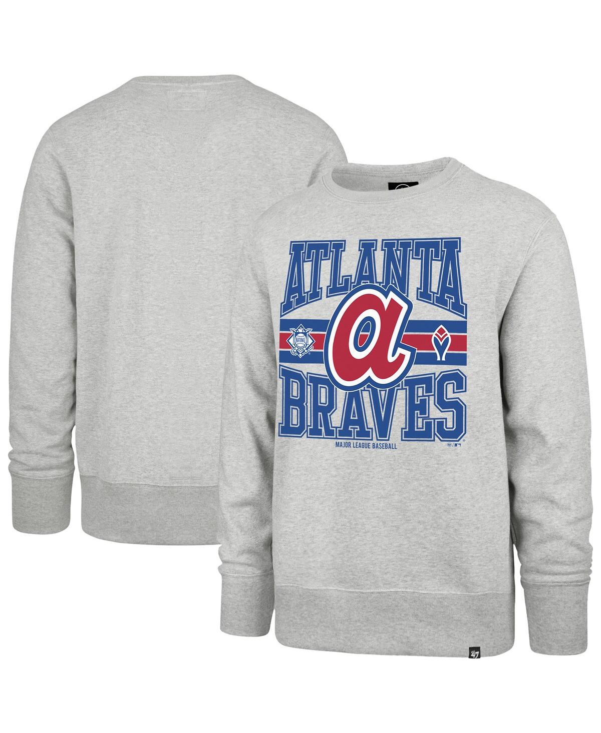 47 Brand Men's Gray Atlanta Braves Letters Headline Pullover Sweatshirt In Gray