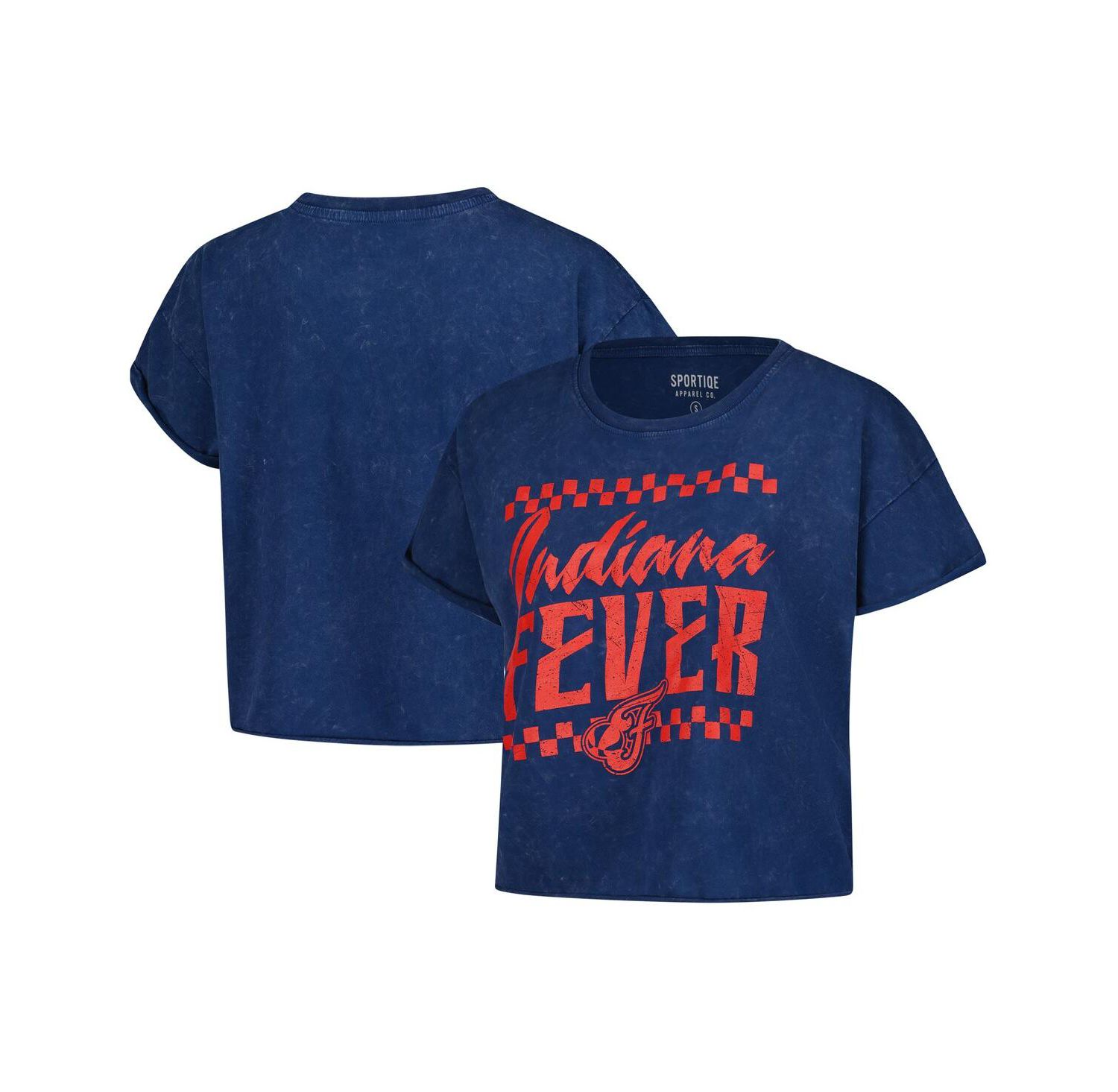 Women's Navy Indiana Fever Rock N Roll Collection Gwen Mineral Wash Cropped T-Shirt