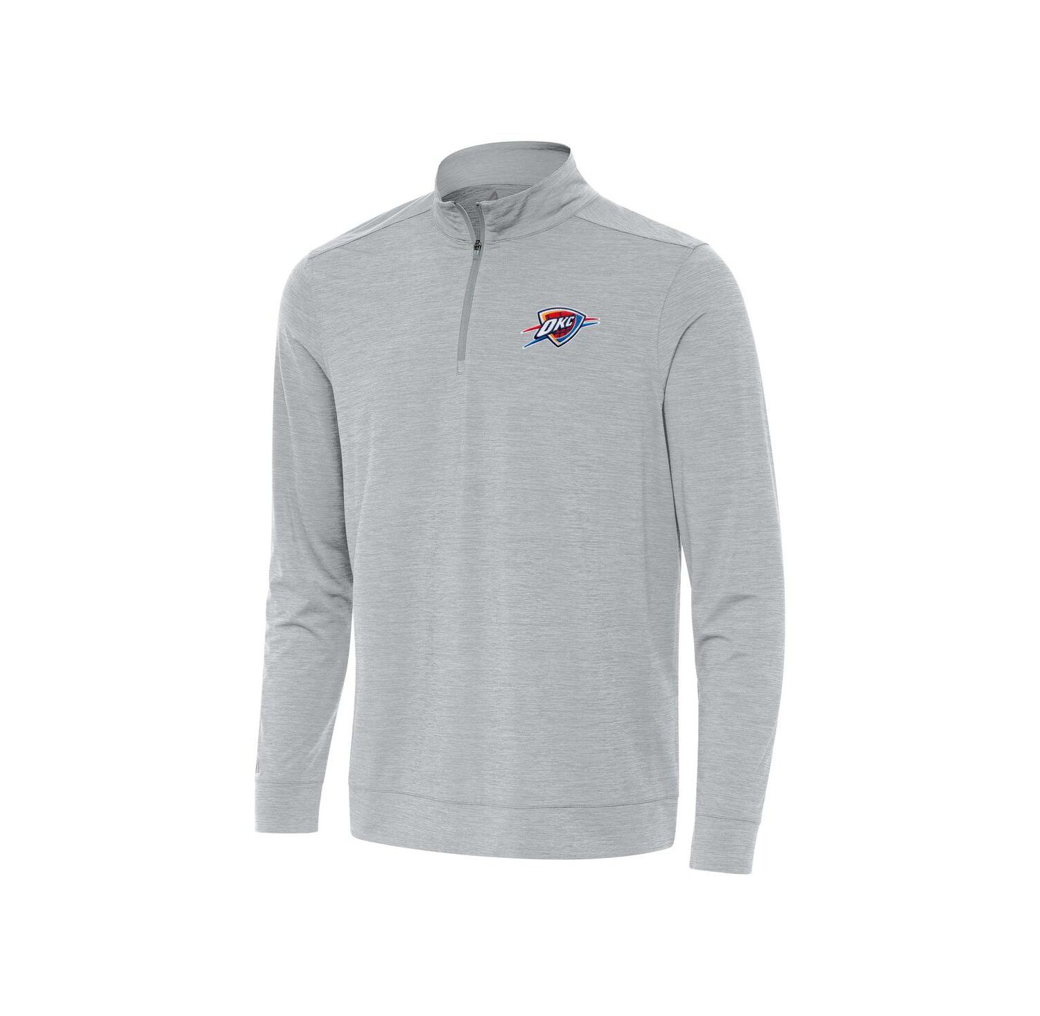 Men's Heather Gray Oklahoma City Thunder Bright Quarter-Zip T-Shirt