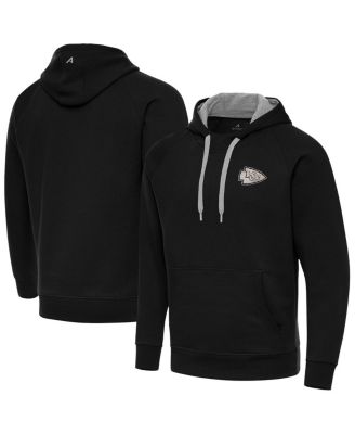 Antigua - Men's Black Kansas City Chiefs Brushed Carbon Victory Pullover Hoodie